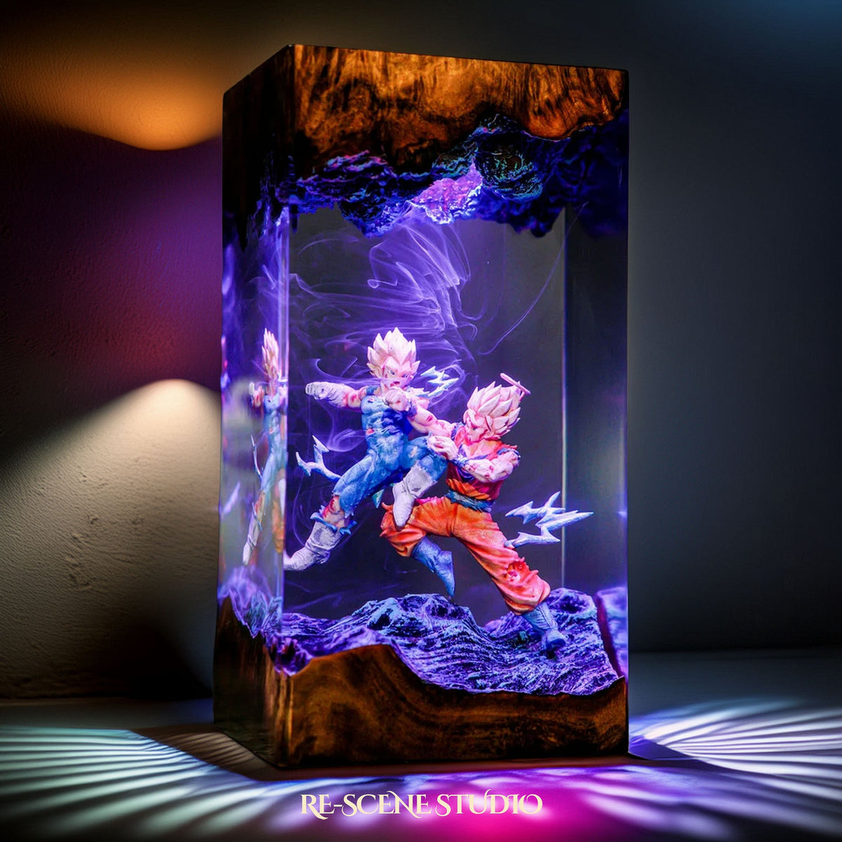 Dragon Ball gift idea, the Goku vs Vegeta Resin Lamp V2 with color-changing RGB lighting