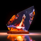 Beskar Bounty Hunter & Tiny Green Apprentice Resin Lamp — Handcrafted Resin LED Lamp & Collector Gift
