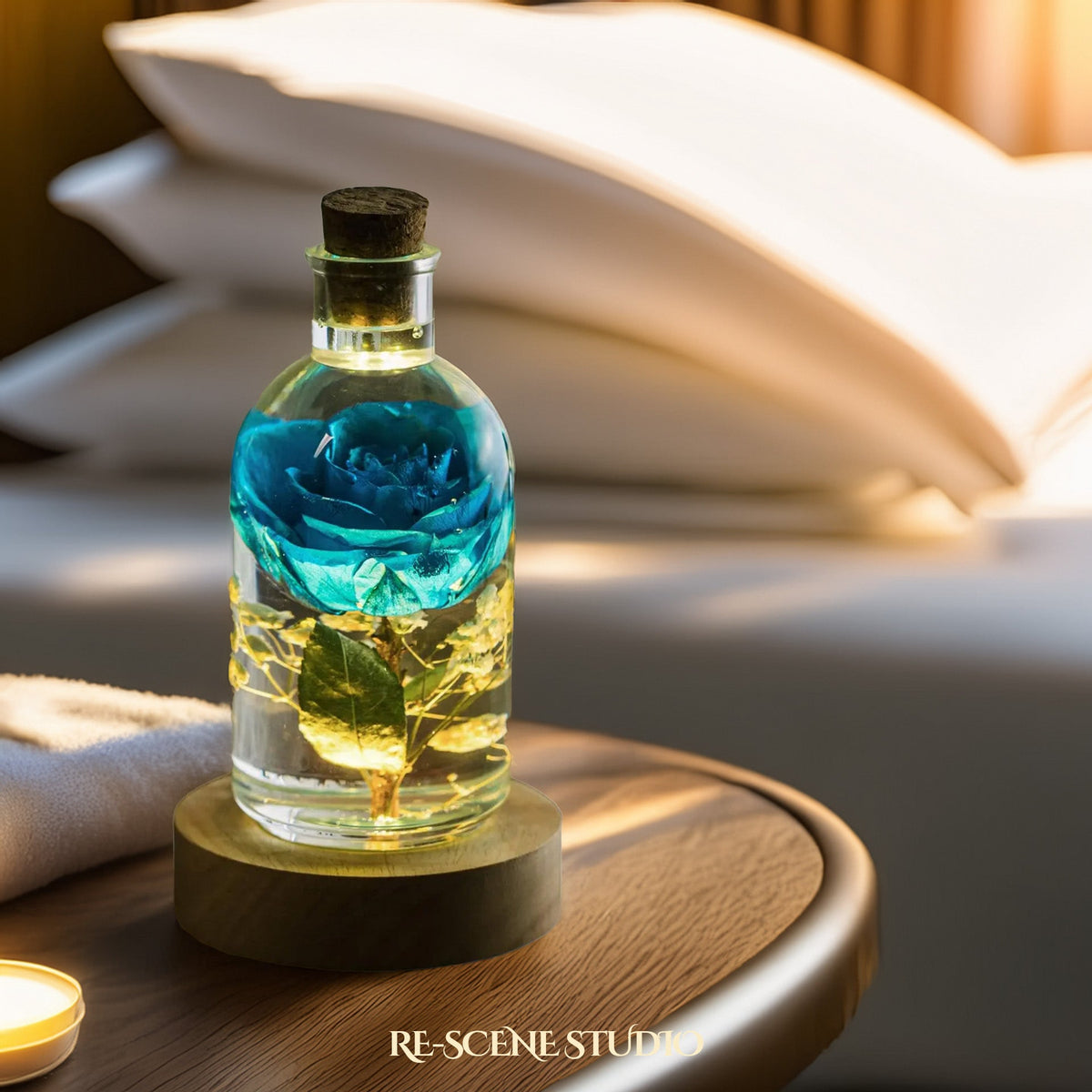 Blue Rose Resin Lamp Flower Only / No Engraving, Handmade Epoxy Resin Lamp