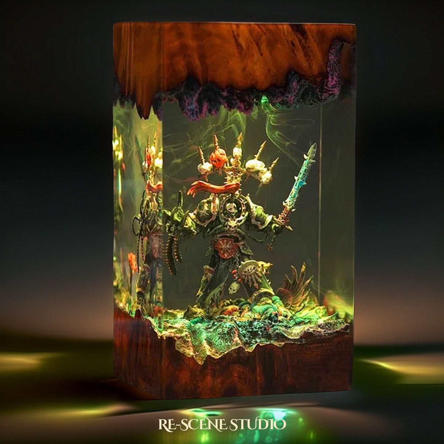 Corrupted Armored Crusader Resin Lamp — Detailed Display | Premium 3D Resin Diorama with RGB Color-Changing Light