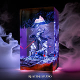 Black-Masked Lord Resin Lamp V1 — Handcrafted Epoxy Resin LED Lamp | Unique Ambient Decor & Collector's Gift