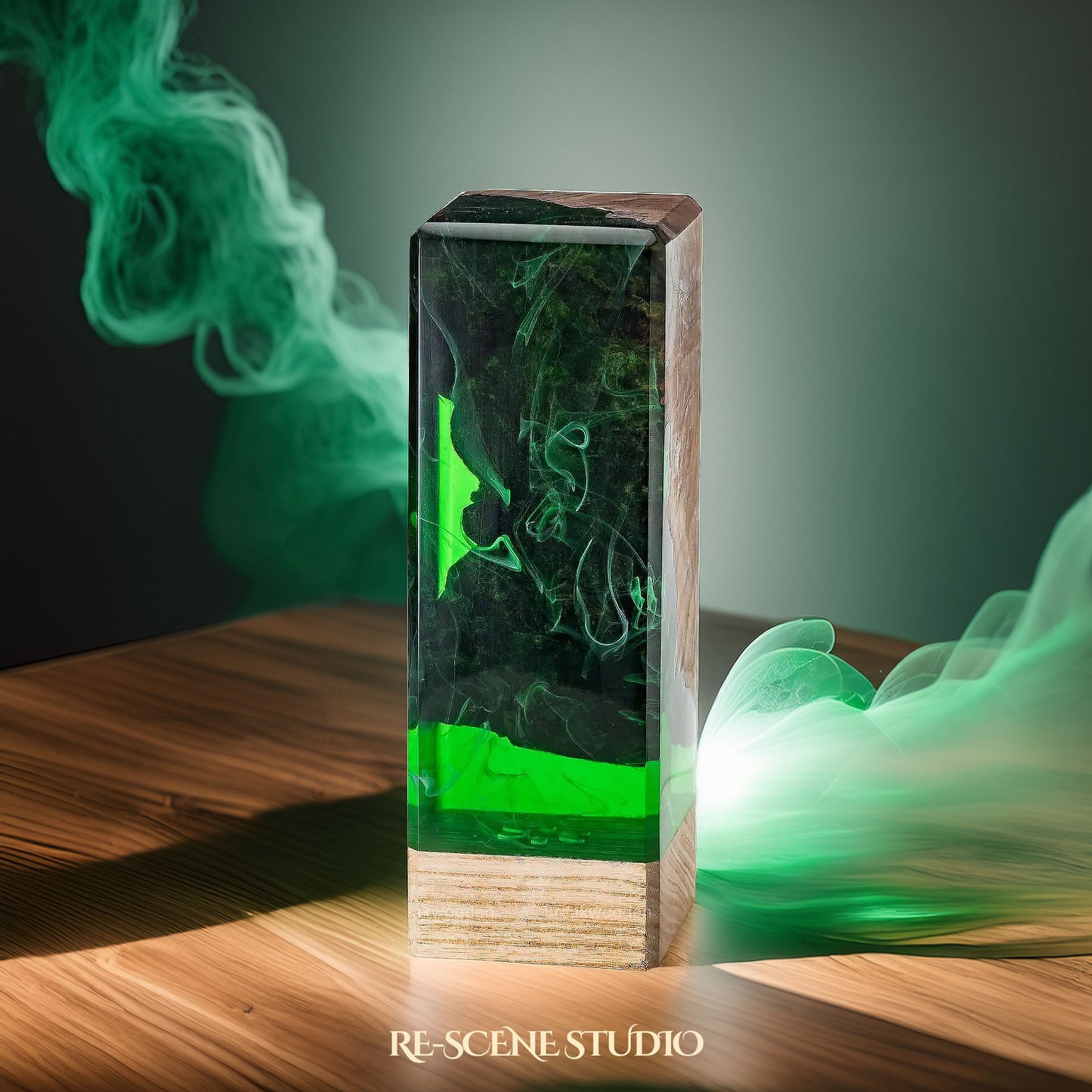 Deep Green Forest Resin Epoxy Lamp Multicolor / Size M: 12 x 6 x 6 (cm) – Handmade Resin Lamp by Rescene Studio | Rescene Studio