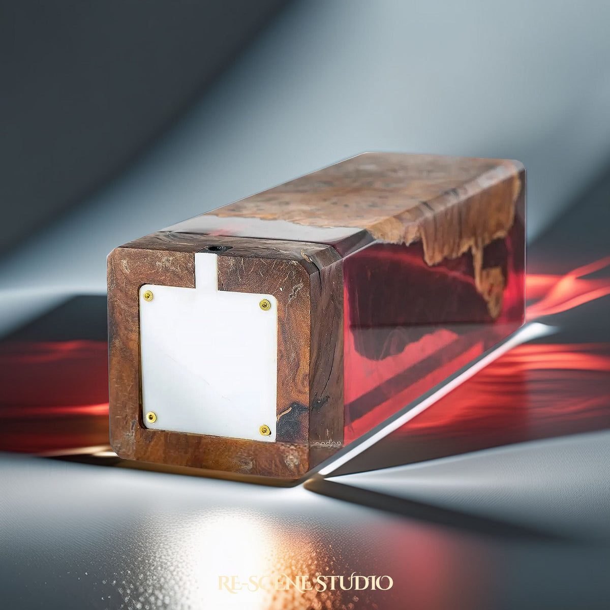 Deep Red Ocean Resin Lamp Multicolor / Size M: 12 x 6 x 6 (cm), Handmade Epoxy Resin Lamp