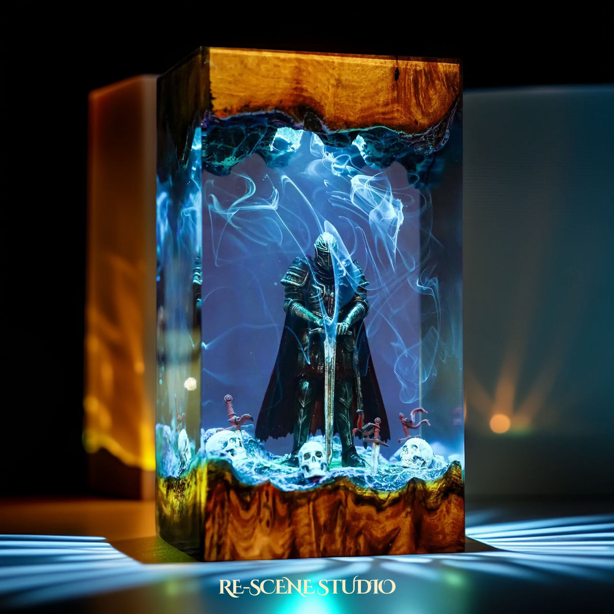 Vyke Resin Lamp from another angle, handmade Elden Ring LED resin lamp