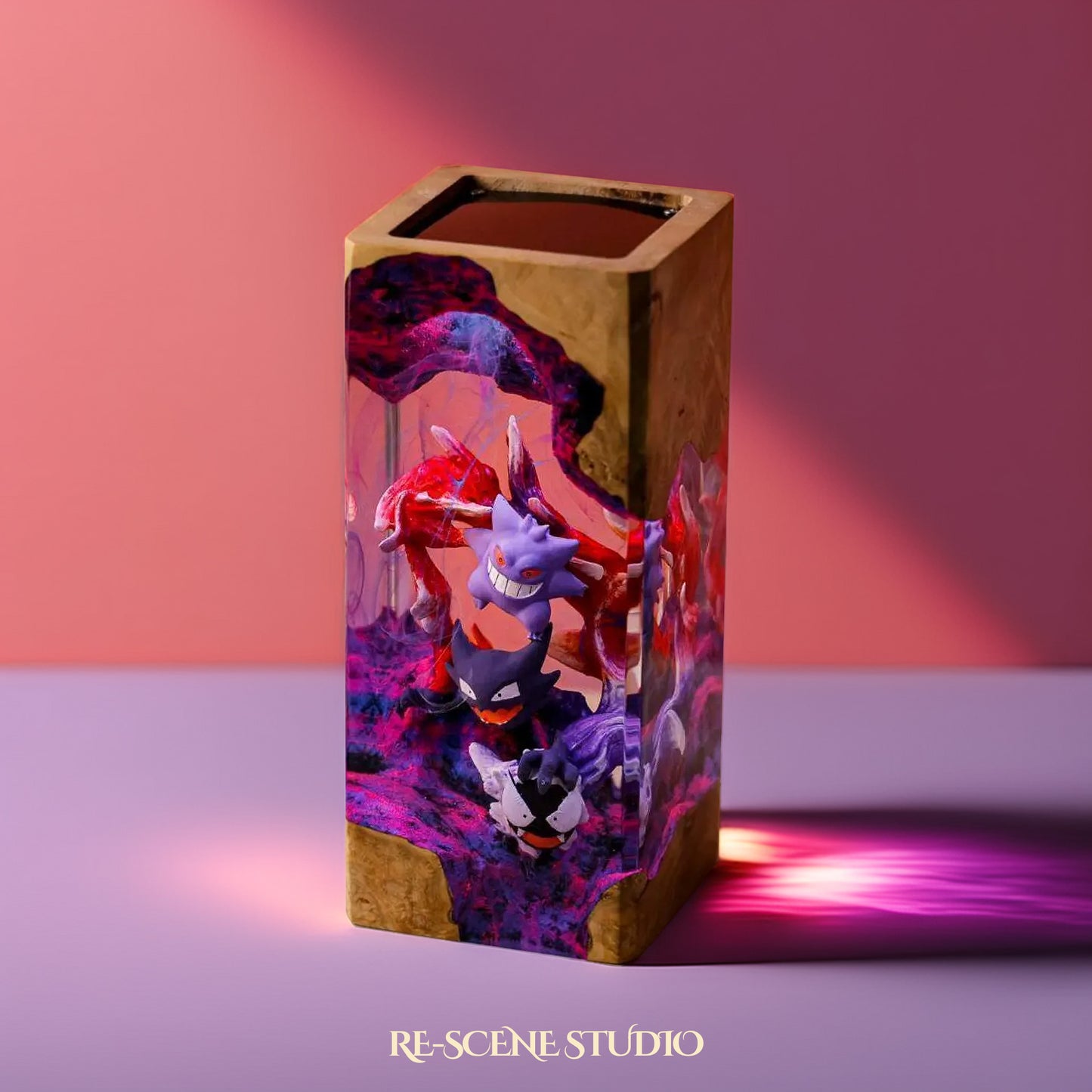 Gengar Evolution Trio Resin Epoxy Lamp Multicolor / Size XL: 8.5 x 8.5 x 16 (cm) – Handmade Resin Lamp by Rescene Studio | Rescene Studio