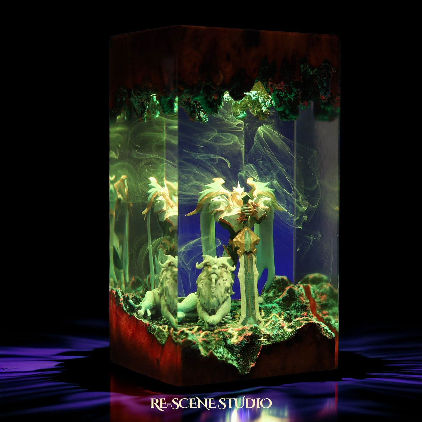 G.od-.king G.aren Resin Lamp — Detailed Display | Premium 3D Resin Diorama with RGB Color-Changing Light
