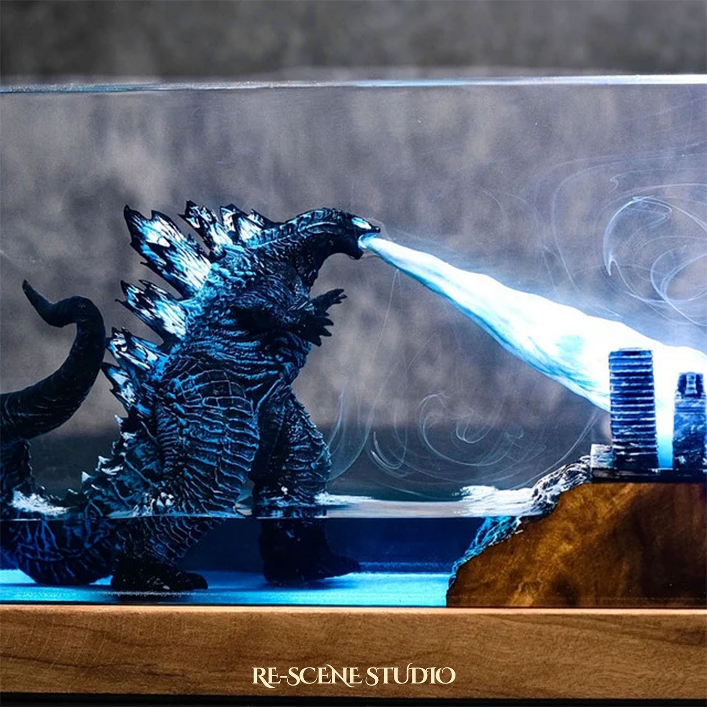 City Crushing Titan Resin Lamp — Handcrafted Epoxy Resin LED Lamp | Unique Ambient Decor & Collector's Gift