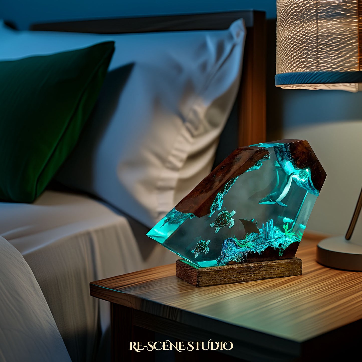 Humpback Whale & Sea Turtle Reef Resin Lamp