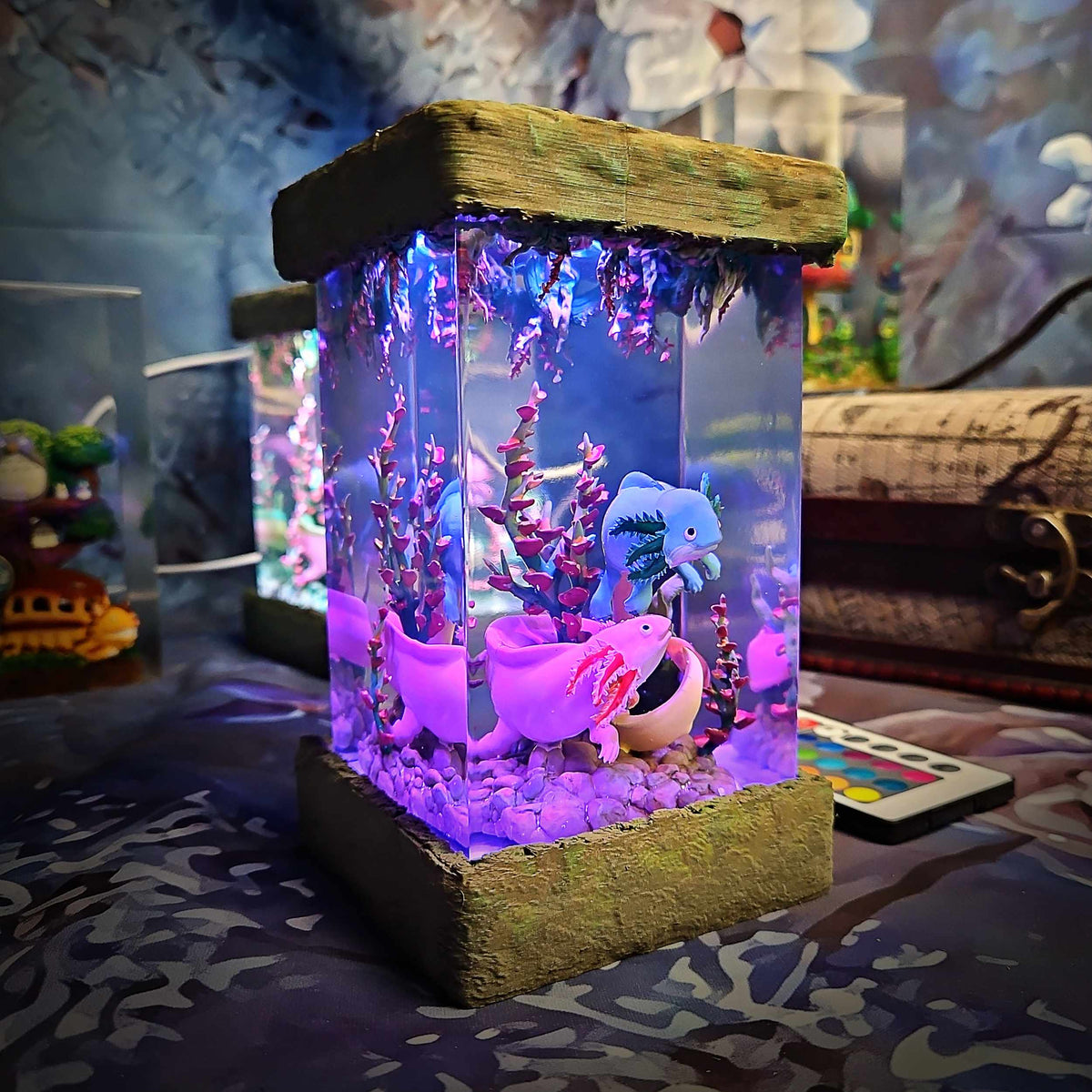 Axolotl Resin Lamp V2, Fantasy Bloom Edition Multicolor / Size M