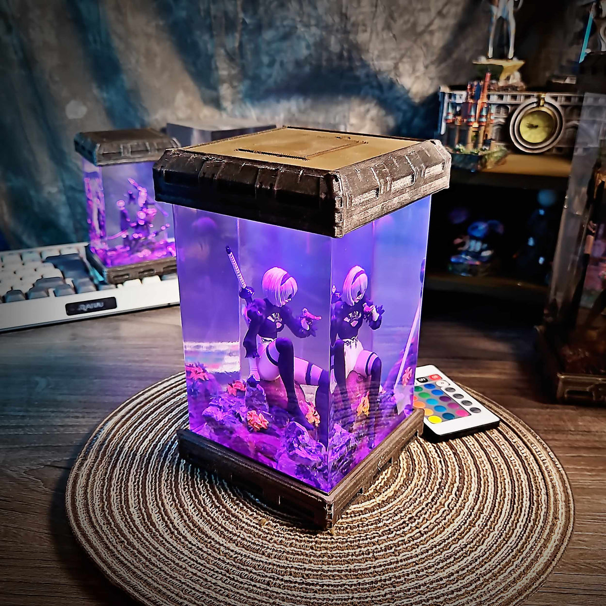 2B Nier Automata Combat Maiden Android Resin Lamp V2, handcrafted epoxy resin LED lamp