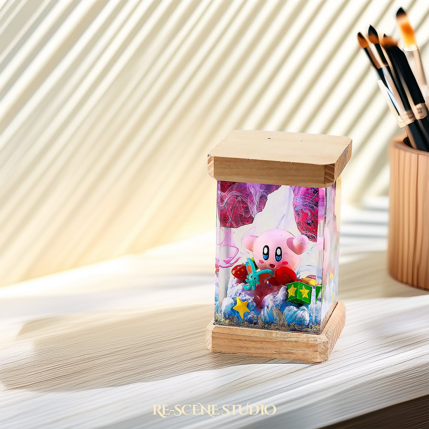 Kirby Dream World Resin Epoxy Lamp Multicolor / Size M: 6 x 6 x 12 (cm) – Handmade Resin Lamp by Rescene Studio | Rescene Studio