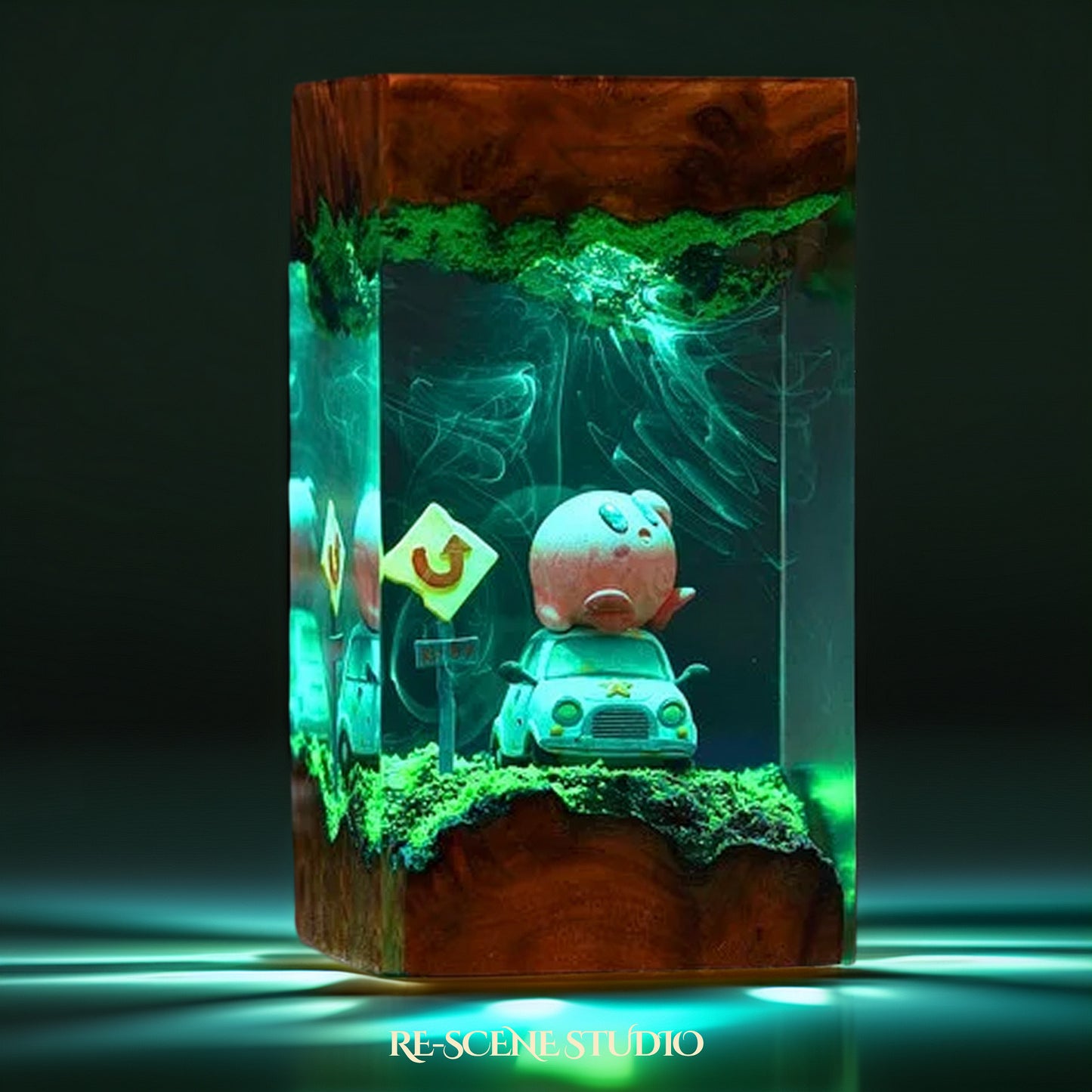 Pink Cosmic Puff Resin Lamp — Detailed Display | Premium 3D Resin Diorama with RGB Color-Changing Light