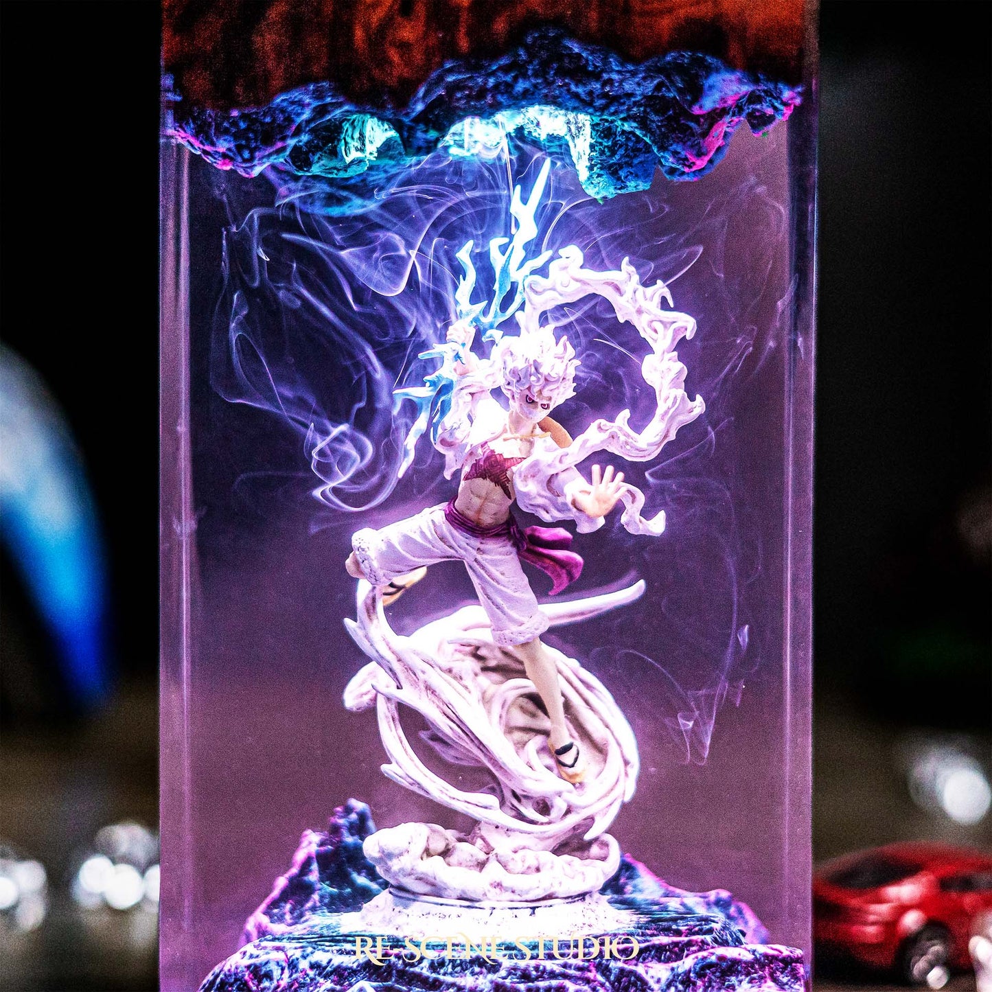 Luffy Resin Lamp V6 — Closeup Detail | Original Epoxy Resin Sculpture with Built-in LED Glow