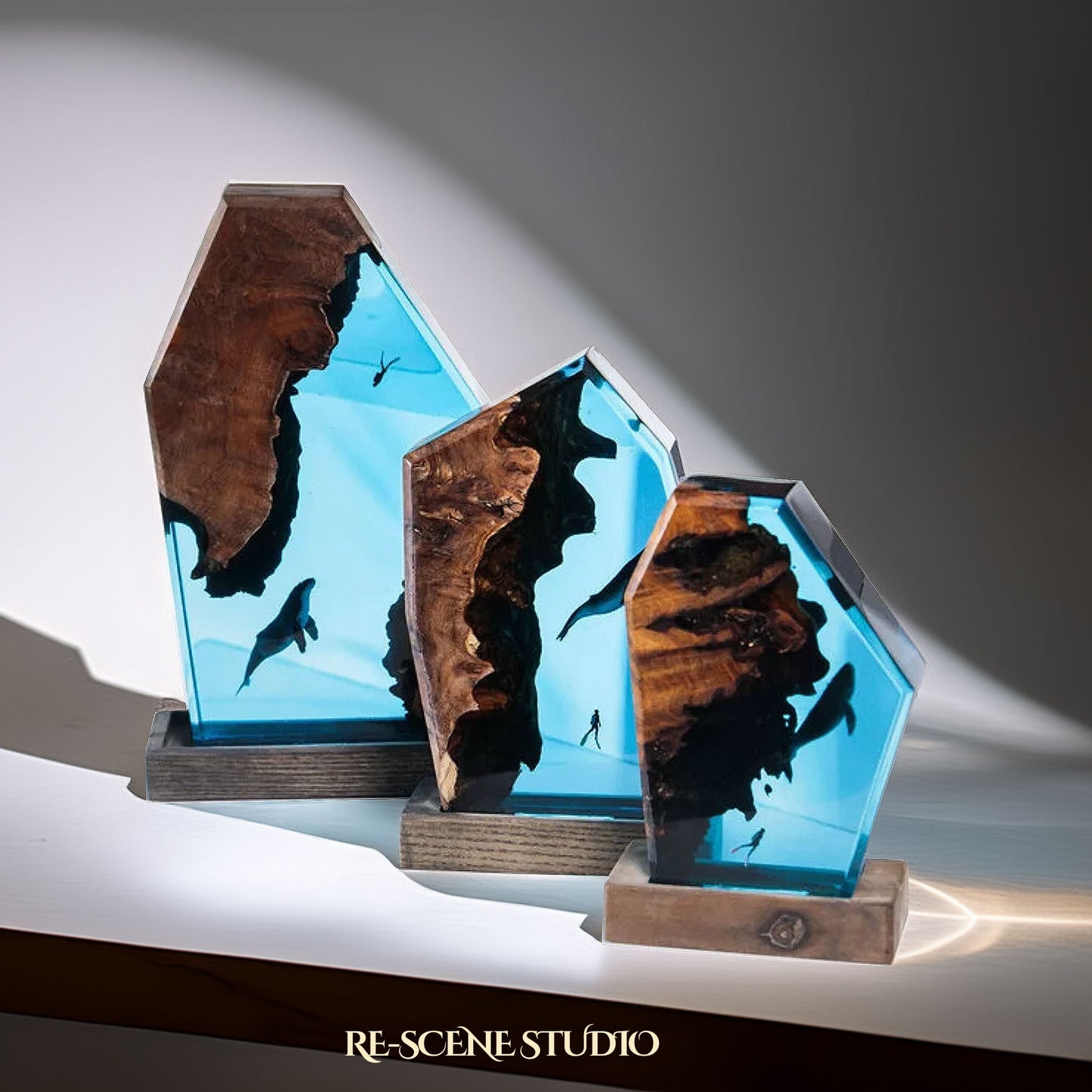 Ocean Guardian Resin Epoxy Lamp Multicolor / Size M: 10 x 16 (cm) – Handmade Resin Lamp by Rescene Studio | Rescene Studio