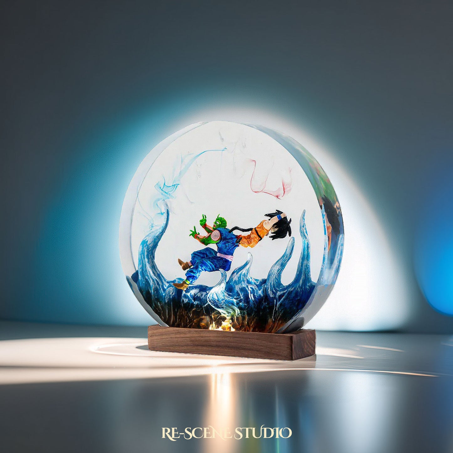 Goku vs Piccolo Resin Epoxy Lamp Multicolor / Size M: 13 x 12 (cm) – Handmade Resin Lamp by Rescene Studio | Rescene Studio