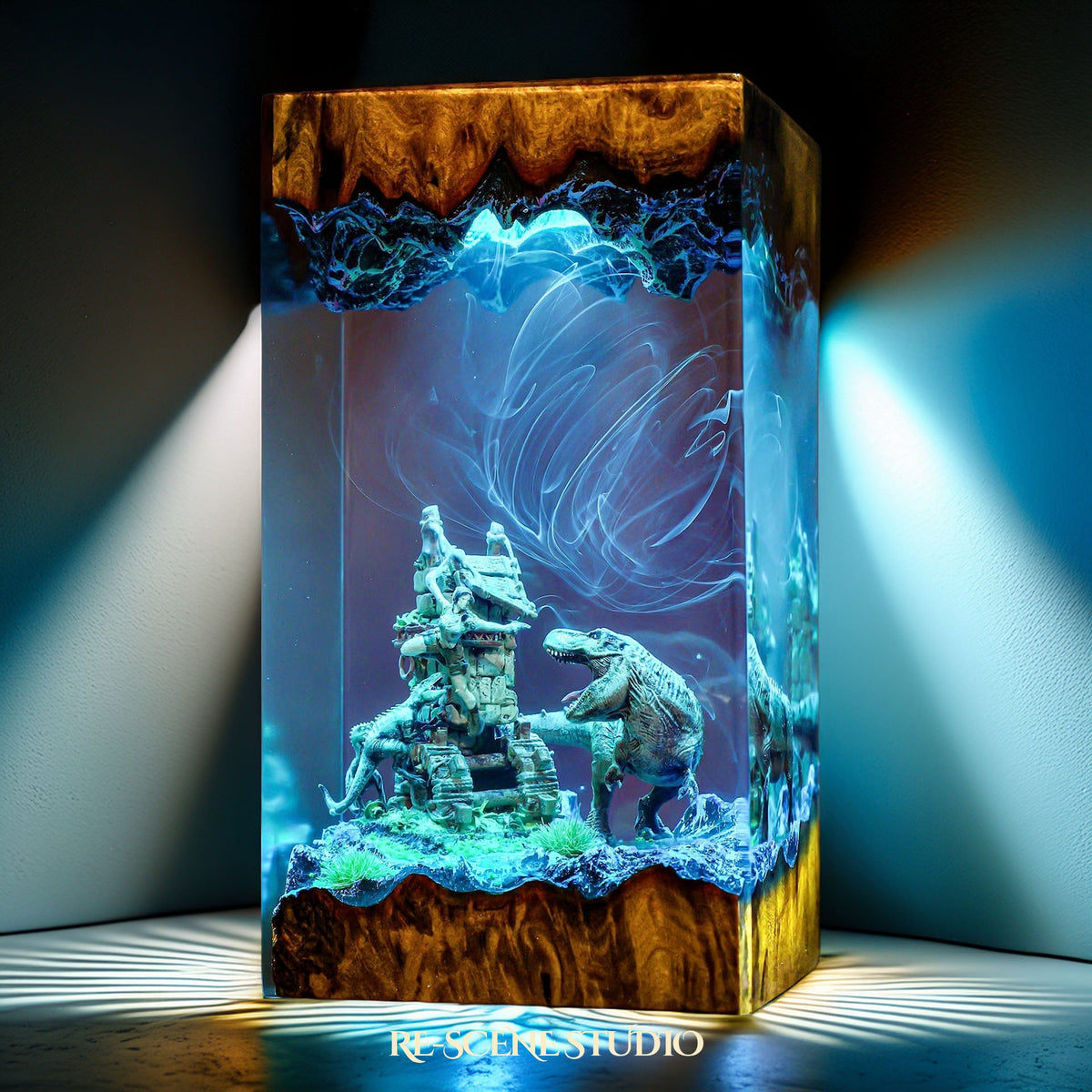 T-Rex Dinosaur Resin Lamp, detailed display