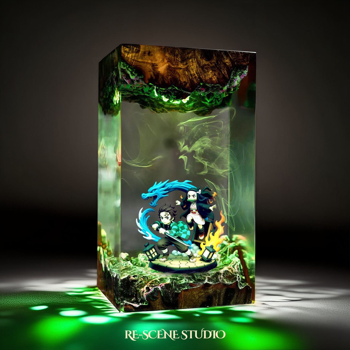 Tanjiro & Nezuko Resin Lamp 4 - Demon Slayer Multicolor / Size M – Handmade Resin Lamp by Rescene Studio | Rescene Studio