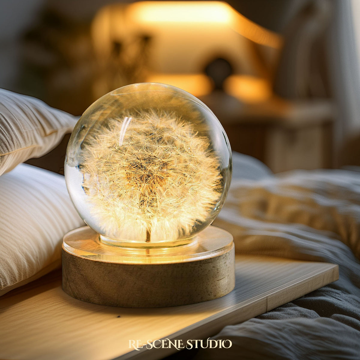Wishing Dandelion Globe Resin Lamp No Engraving, Handmade Epoxy Resin Lamp