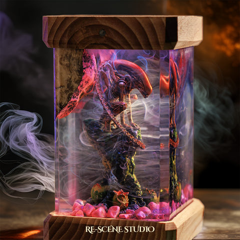 Acid-Blood Bio-Predator Resin Epoxy Lamp — Handcrafted Epoxy Resin LED Lamp | Unique Ambient Decor & Collector's Gift