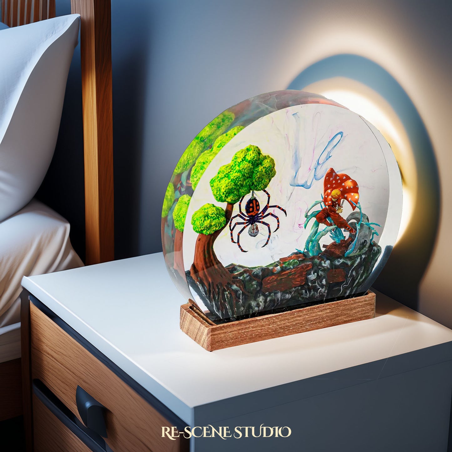 Zenitsu Resin Epoxy Lamp – Demon Slayer Multicolor / Size M: 13 x 12 (cm) – Handmade Resin Lamp by Rescene Studio | Rescene Studio