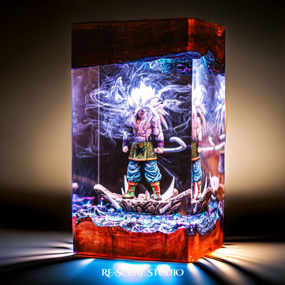 Dragon Ball gift idea, the Goku Super Saiyan 5 Resin Lamp with color-changing RGB lighting
