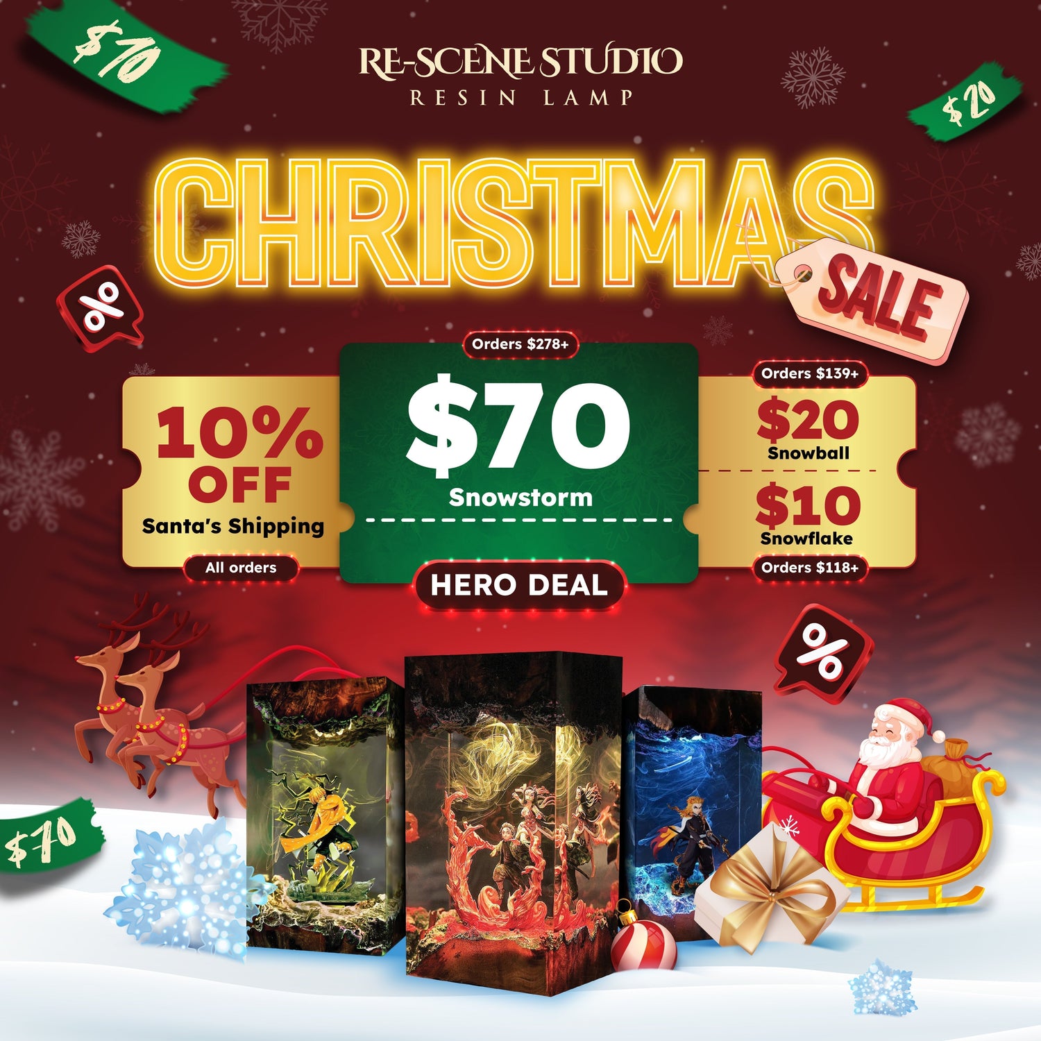 Christmas Sale Resin Lamp Deals 2025 at Rescene Studio