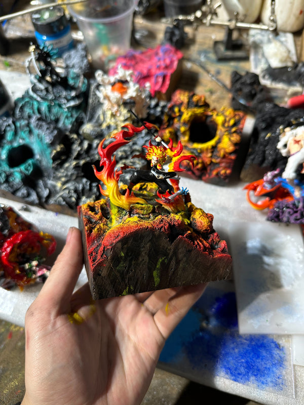 Rengoku figure handcrafted in artisan workshop by Rescene Studio