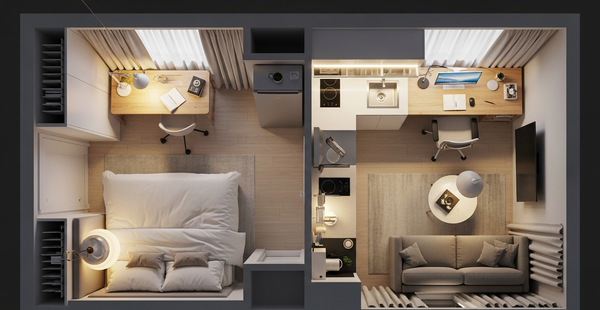 Studio Apartment Lighting: Every Zone in 400 Square Feet