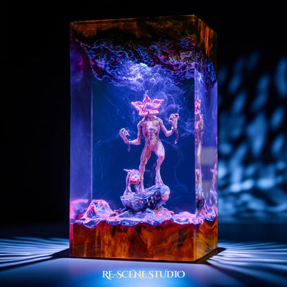 Demogorgon resin lamp as desk accent with soft ambient light