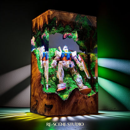 Mecha Pilot Armor Resin Lamp — Handcrafted Epoxy Resin LED Lamp | Unique Ambient Decor & Collector's Gift