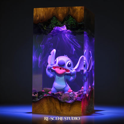 Blue Cosmic Pet Creature Resin Lamp V2 — Display Setup | Artisan Resin Art Lamp, Ambient Light for Home or Office