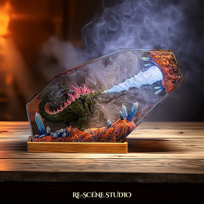 Godzilla Resin Epoxy Lamp Multicolor / Size M: 16 x 10 (cm) – Handmade Resin Lamp by Rescene Studio | Rescene Studio
