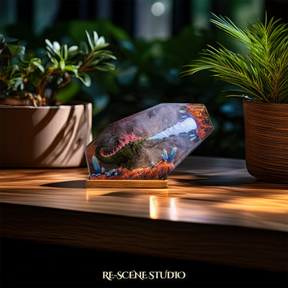 Godzilla Resin Epoxy Lamp Multicolor / Size M: 16 x 10 (cm) – Handmade Resin Lamp by Rescene Studio | Rescene Studio
