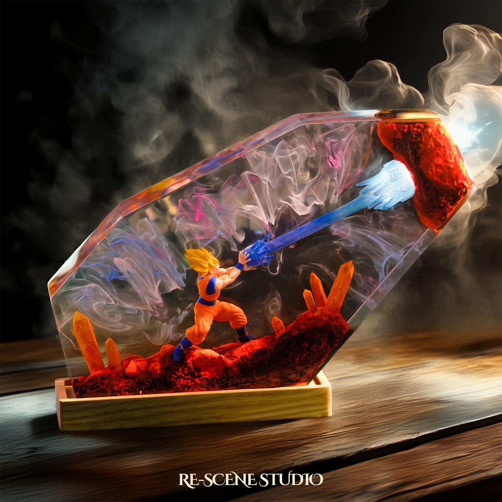 Goku Kamehameha Resin Epoxy Lamp Multicolor / Size M: 16 x 10 (cm) – Handmade Epoxy Resin Lamp by Rescene Studio | Rescene Studio
