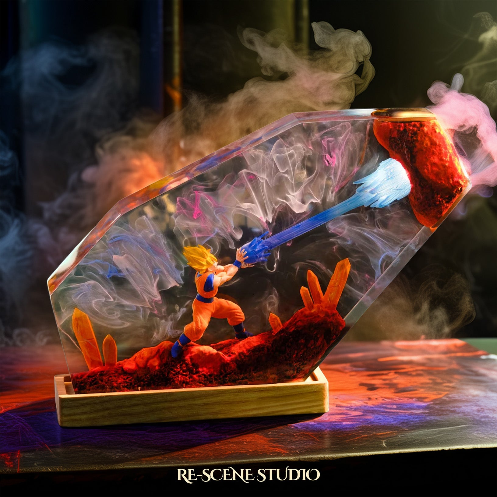 Goku Kamehameha Resin Epoxy Lamp Multicolor / Size M: 16 x 10 (cm) – Handmade Epoxy Resin Lamp by Rescene Studio | Rescene Studio