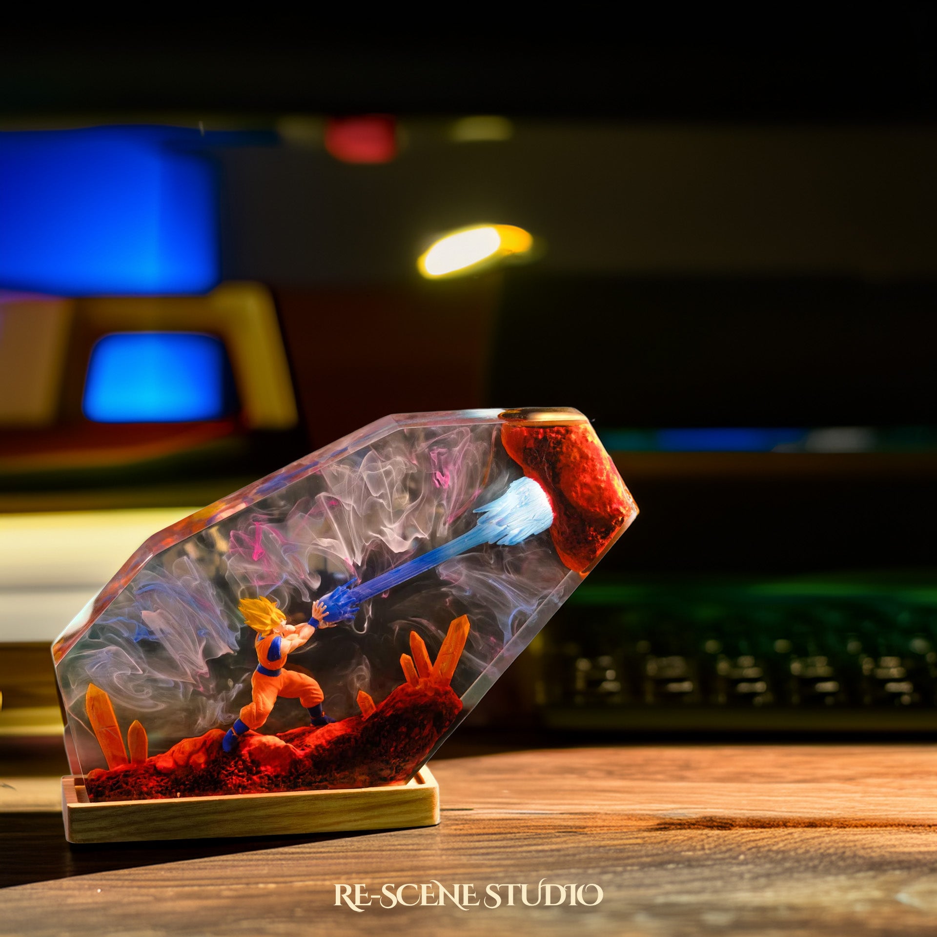 Goku Kamehameha Resin Epoxy Lamp Multicolor / Size M: 16 x 10 (cm) – Handmade Epoxy Resin Lamp by Rescene Studio | Rescene Studio