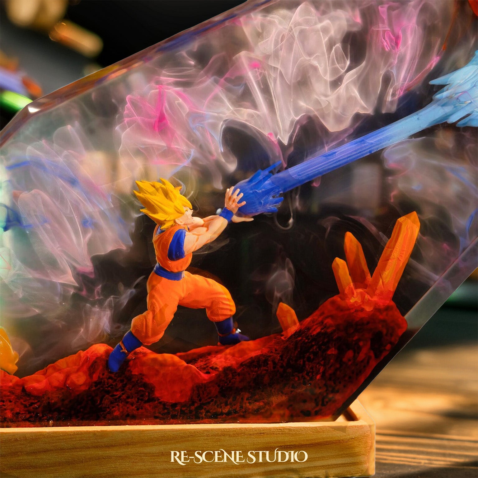 Goku Kamehameha Resin Epoxy Lamp Multicolor / Size M: 16 x 10 (cm) – Handmade Epoxy Resin Lamp by Rescene Studio | Rescene Studio