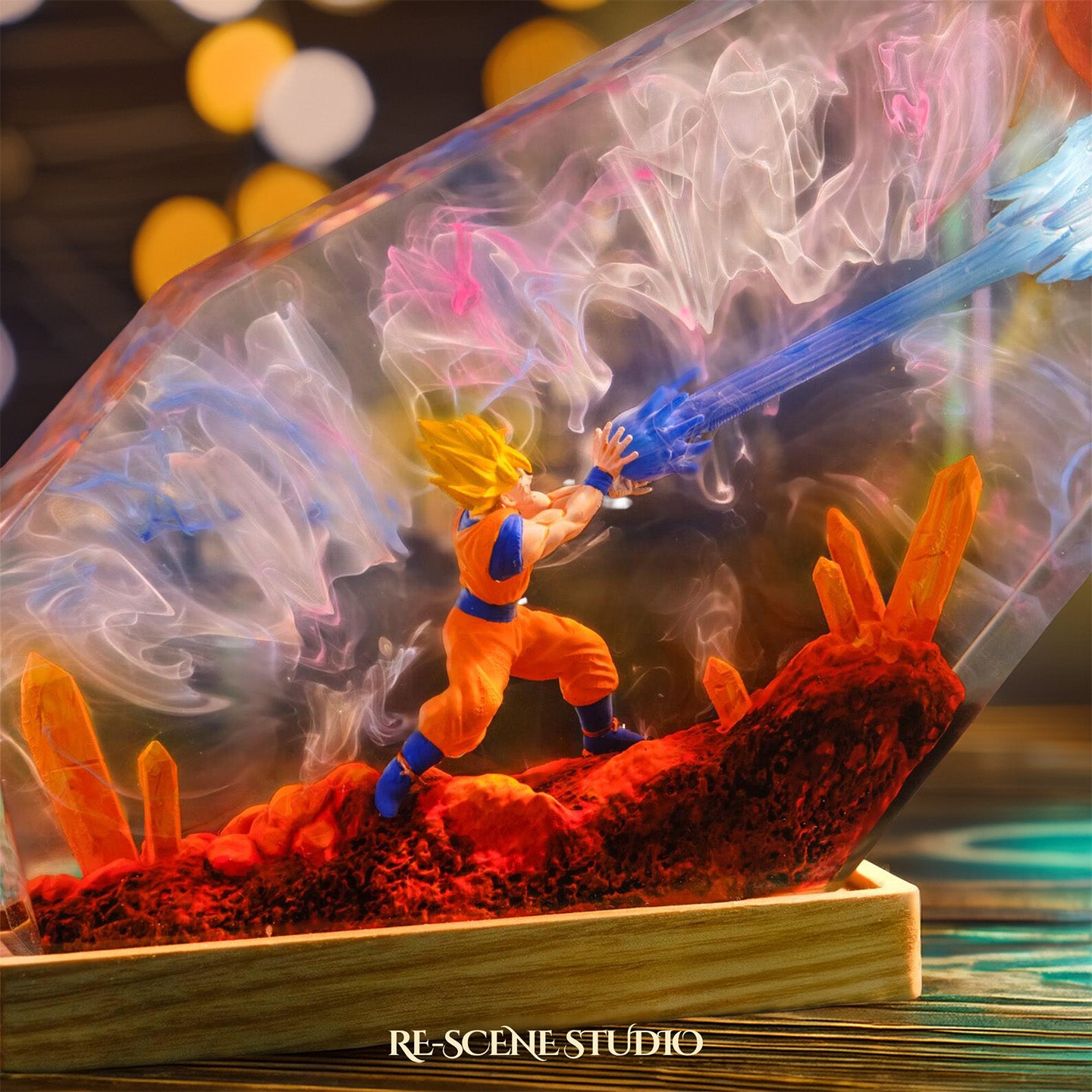 Goku Kamehameha Resin Epoxy Lamp Multicolor / Size M: 16 x 10 (cm) – Handmade Epoxy Resin Lamp by Rescene Studio | Rescene Studio
