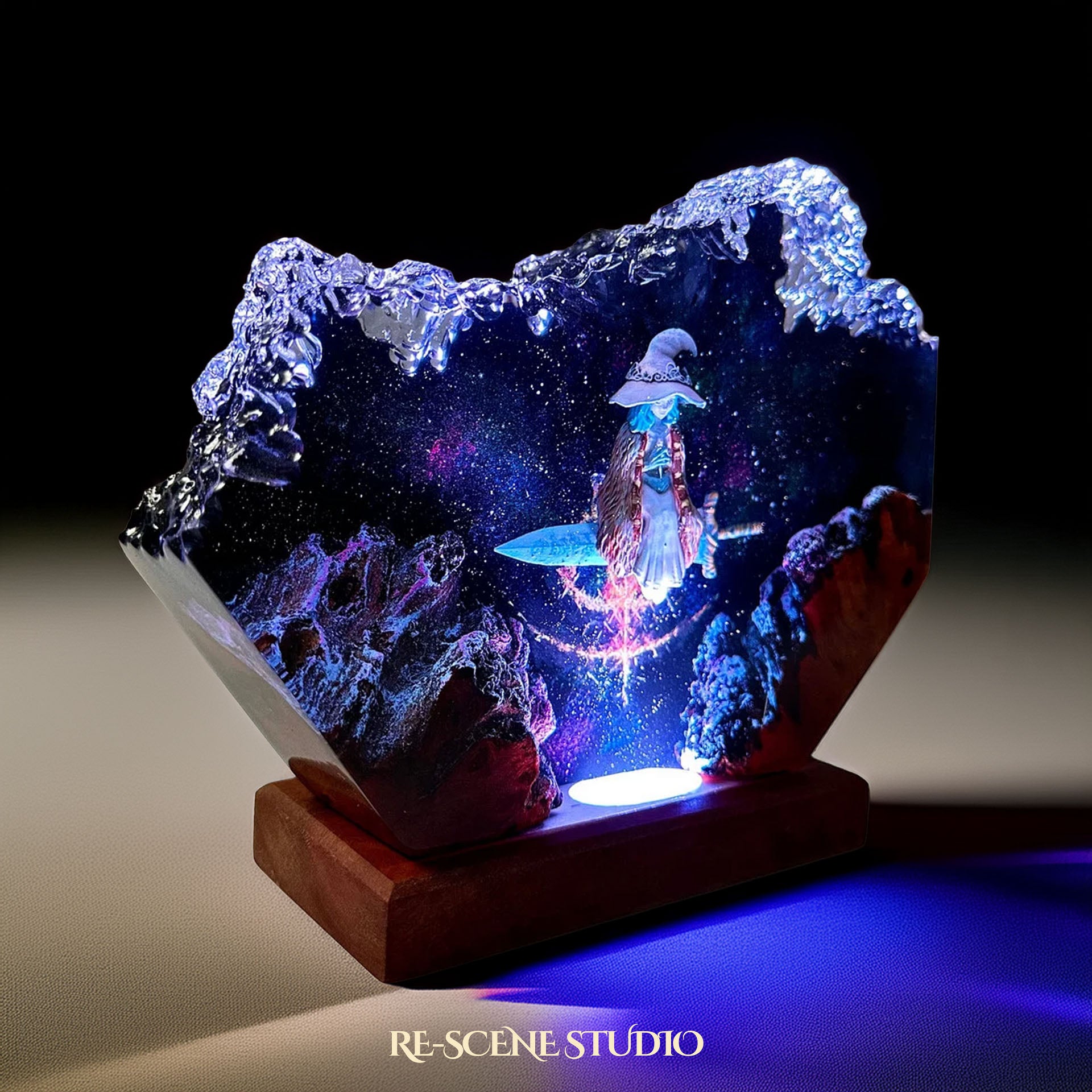 Ranni the Witch resin lamp lit at night with atmospheric mood glow