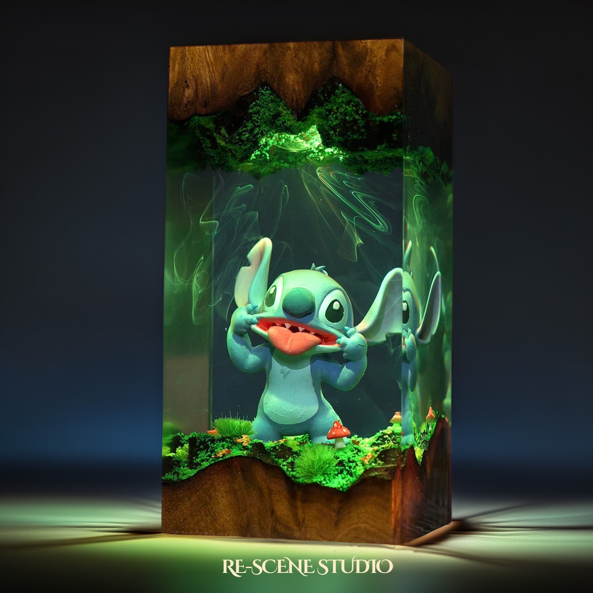 Blue Cosmic Pet Creature Resin Lamp V2 — Closeup Detail | Original Epoxy Resin Sculpture with Built-in LED Glow
