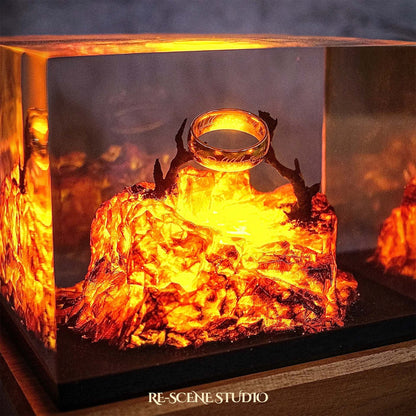 Close look at the Lava Resin Lamp, a handcrafted Lord of the Rings epoxy resin LED lamp
