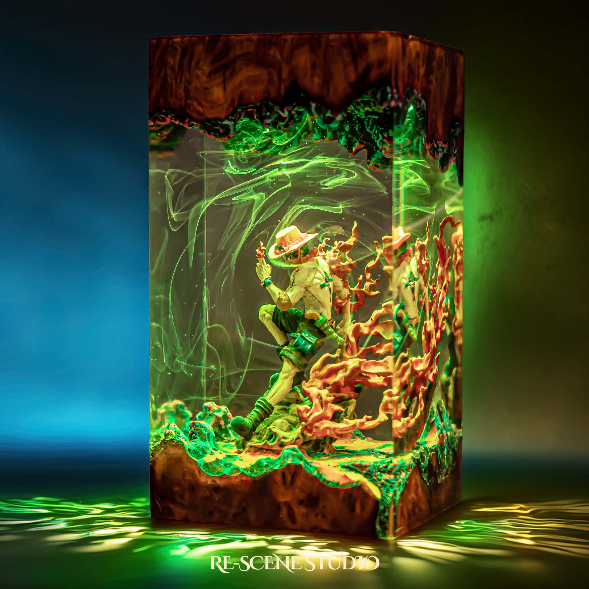 A.ce Resin Lamp — Closeup Detail | Original Epoxy Resin Sculpture with Built-in LED Glow