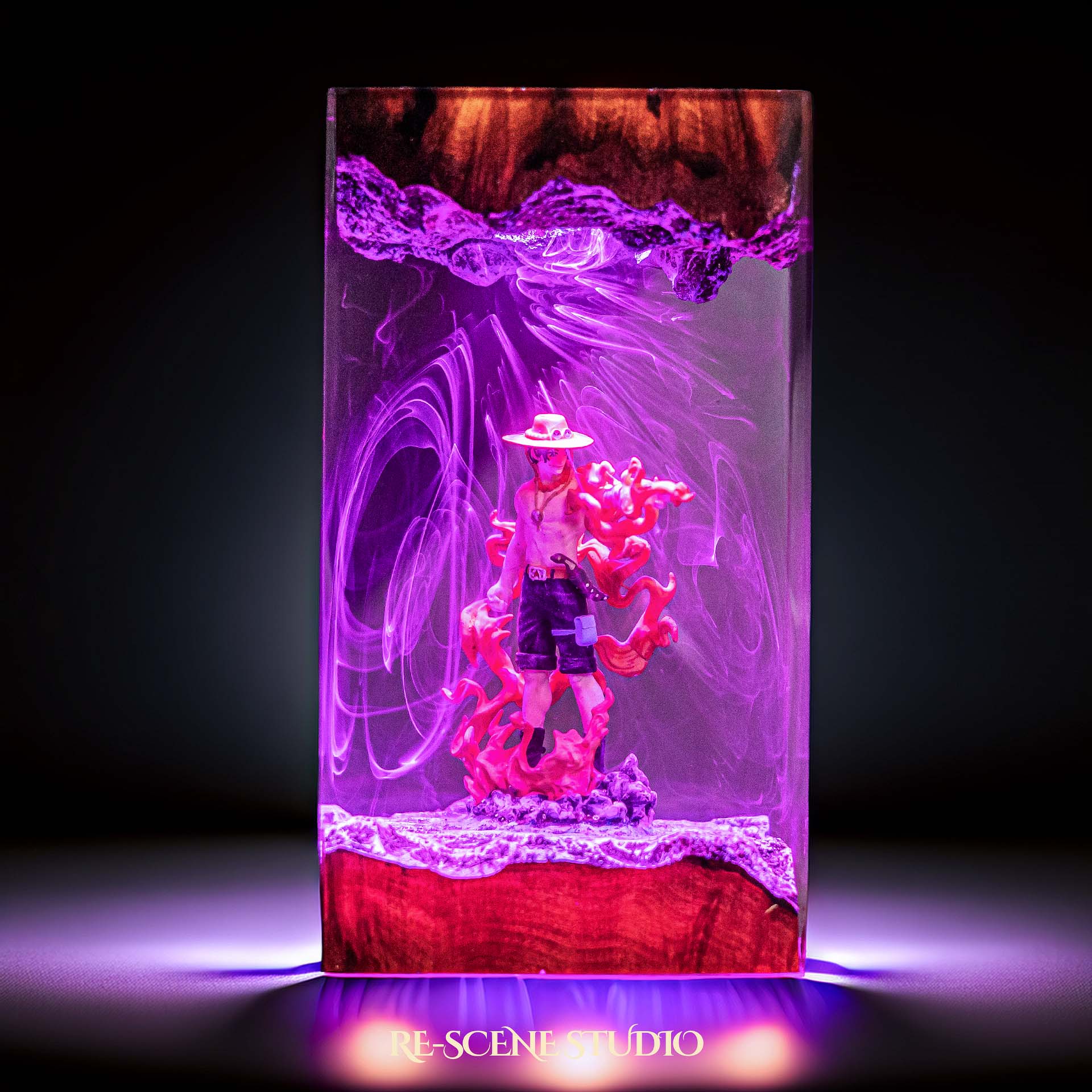 Ace Resin Lamp V2 — Side Profile View | Handmade Pop-Culture Resin Art, Perfect Themed Gift