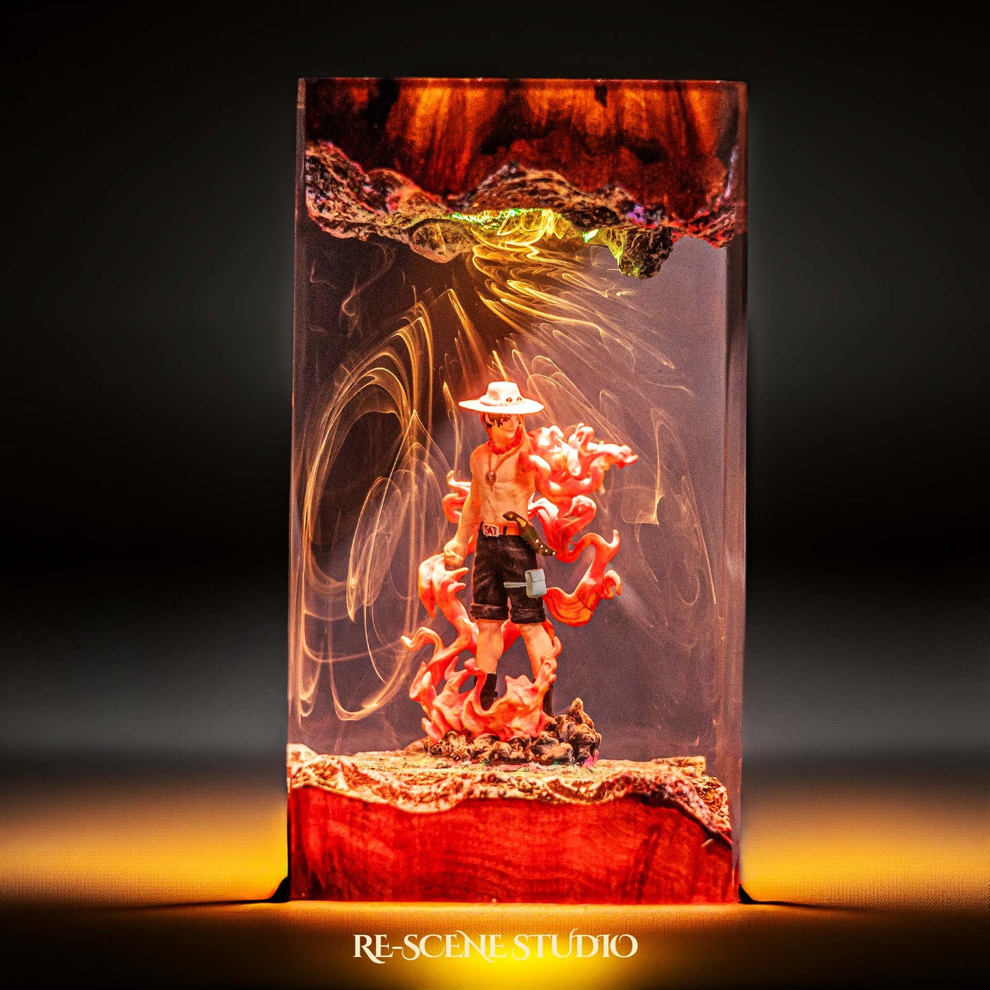 Ace Resin Lamp V2 — Closeup Detail | Original Epoxy Resin Sculpture with Built-in LED Glow