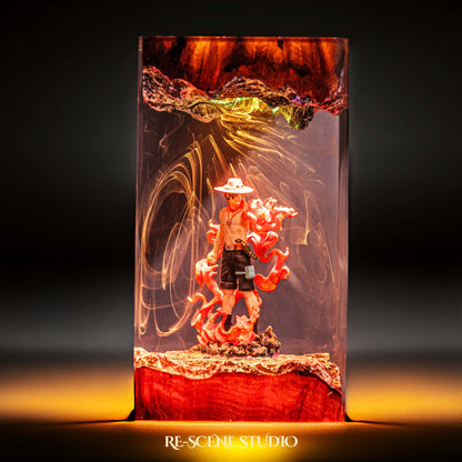 Ace Resin Lamp V2 — Closeup Detail | Original Epoxy Resin Sculpture with Built-in LED Glow