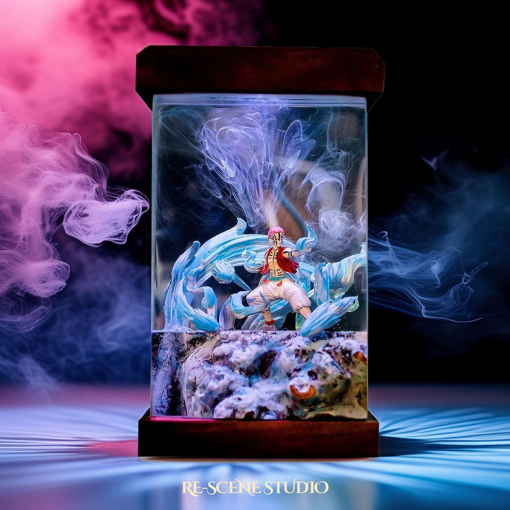 Akaza Resin Lamp - Demon Slayer Multicolor / Size M: 6 x 6 x 12 (cm) – Handmade Epoxy Resin Lamp by Rescene Studio | Rescene Studio