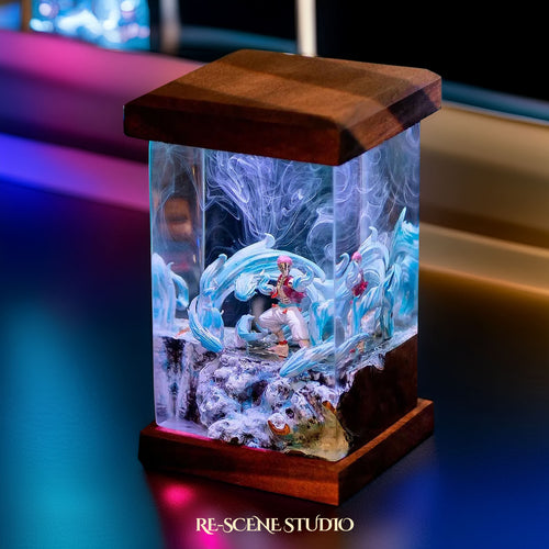 Akaza Resin Lamp - Demon Slayer Multicolor / Size M: 6 x 6 x 12 (cm) – Handmade Epoxy Resin Lamp by Rescene Studio | Rescene Studio
