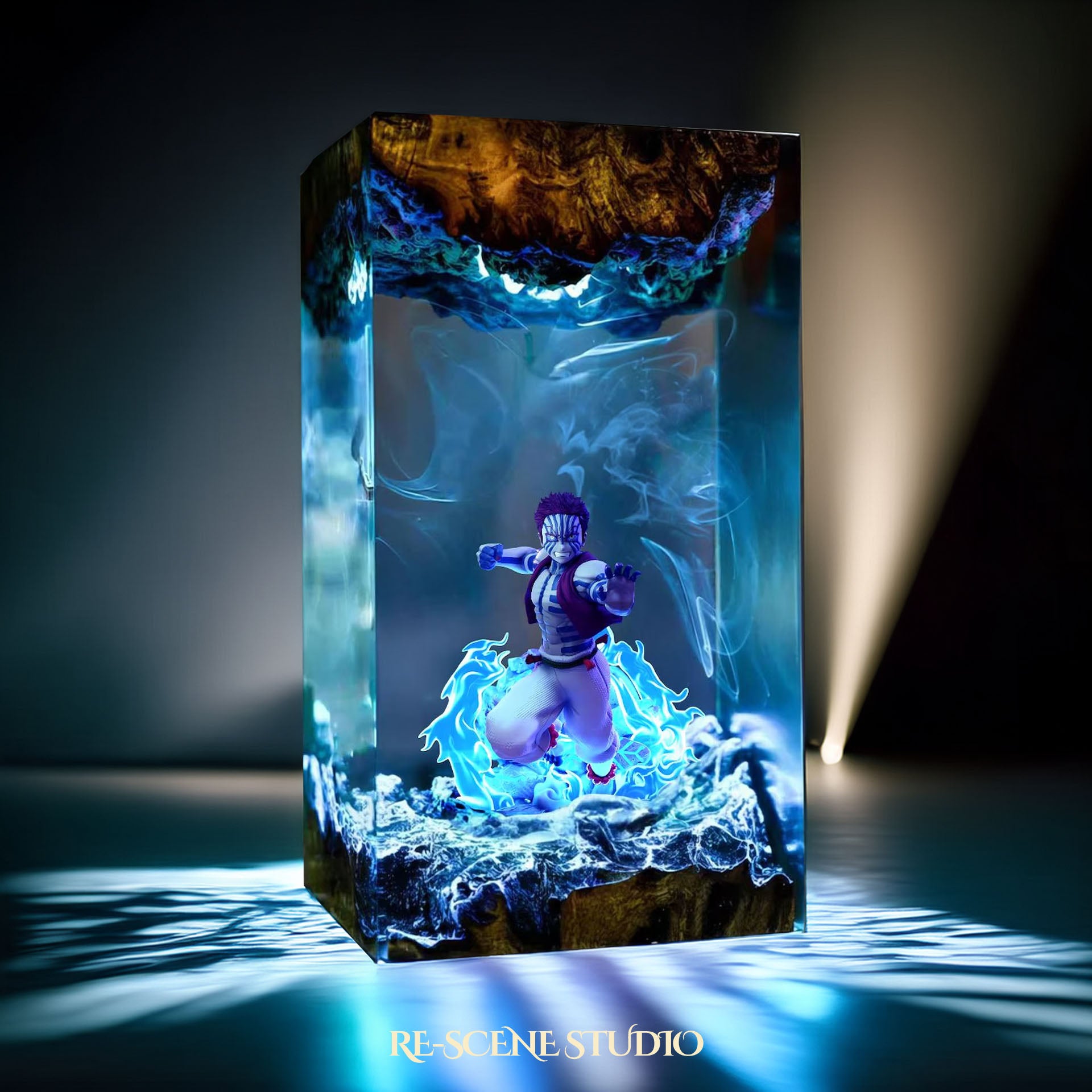 Akaza Resin Lamp 2 - Demon Slayer Multicolor / Size M – Handmade Epoxy Resin Lamp by Rescene Studio | Rescene Studio