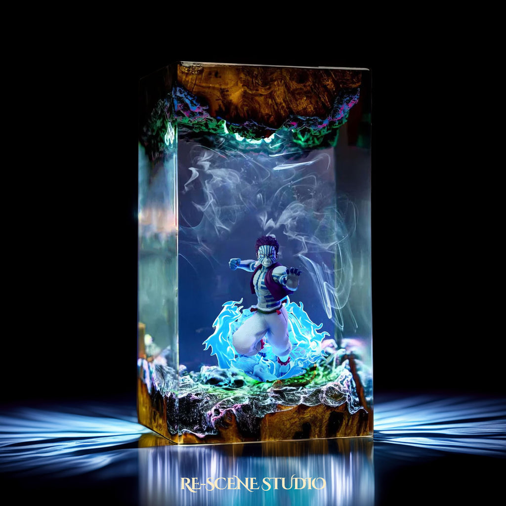 Akaza Resin Lamp 2 - Demon Slayer Multicolor / Size M – Handmade Epoxy Resin Lamp by Rescene Studio | Rescene Studio