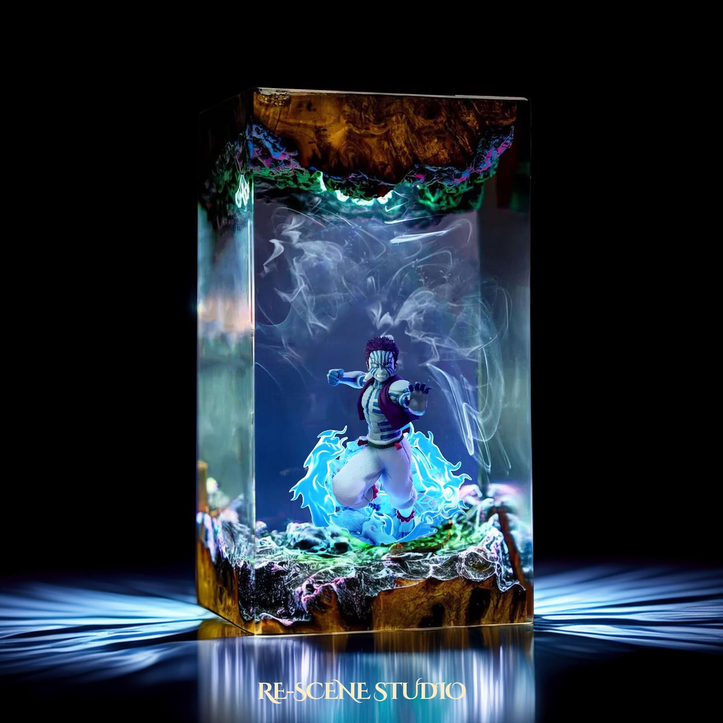 Akaza Resin Lamp 2 - Demon Slayer Multicolor / Size M – Handmade Resin Lamp by Rescene Studio | Rescene Studio